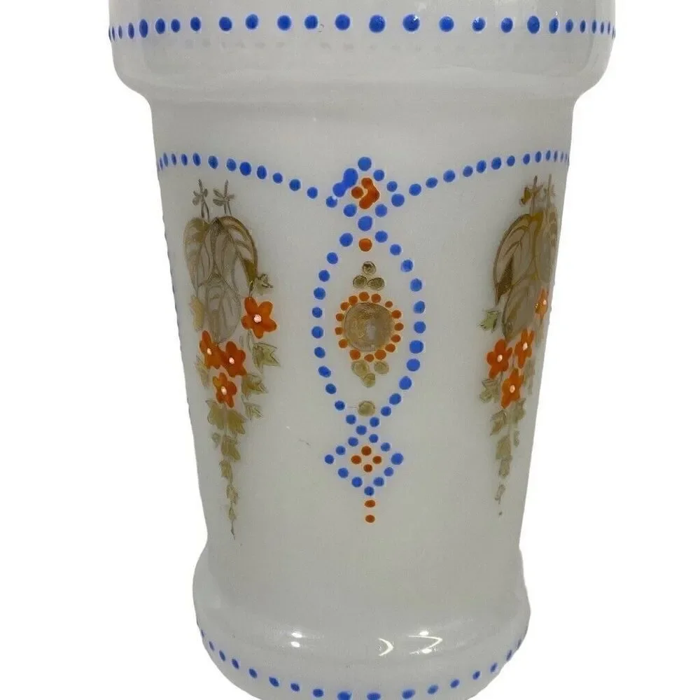 ‎VICTORIAN ANTIQUE BRISTOL GLASS BLUE FLORAL MORIAGE LG 13” VASE 1880-